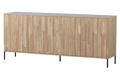 Sideboard Gravure aus Eichenholz, modernes Design, Natur, Push-to-Open, 200 cm