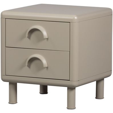 Nachttisch Metall Rune mit 2 Schubladen, Retro Design, sandfarben, kompakt 45 x