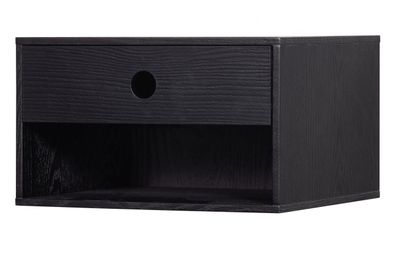 Nachttisch Nancy hängend, MDF lackiert, modern, schwarz, platzsparendes Design