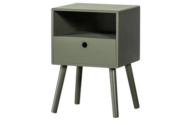 Nachttisch Ozzy aus MDF, klassischer Stil, warmes Grün, lackierte Oberfläche,