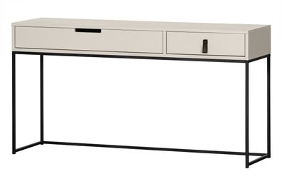 Konsole Silas aus Kiefernholz, modernes Design, hellgrau, mit 2 Schubladen,