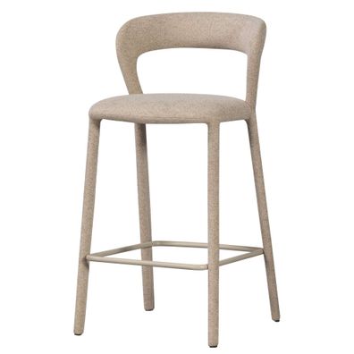 Barhocker Noble aus Stoff, modern gepolstert, mit Fußstütze, sandfarben