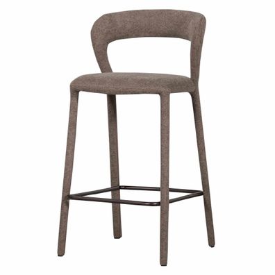 Barhocker Noble aus Stoff, modern und komplett gepolstert, taupe, mit Fußstütze