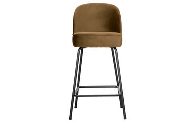 Barhocker Vogue aus Samt, modern und gepolstert, honiggelb, Metallgestell