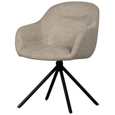 Esszimmerstuhl Grant-Jaki aus Chenille-Stoff, modern gepolstert, Sand, schwarzes