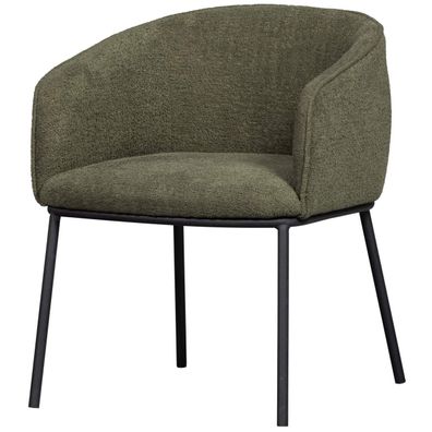 Esszimmerstuhl Leon aus Bouclé-Stoff, modernes Design, grün, komfortabel