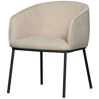 Esszimmerstuhl Leon Boucle-Stoff, modern gepolstert, Natur, stabiles