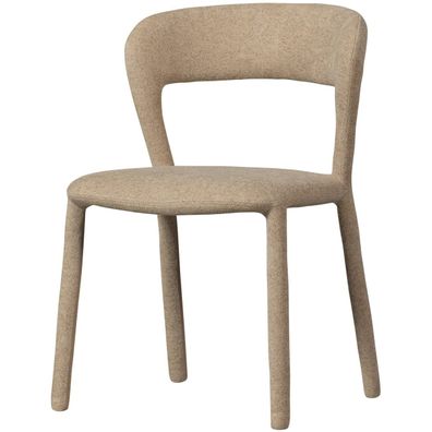 Esszimmerstuhl Noble aus Webstoff, Retro Chic Design, sandfarben, gepolstert und