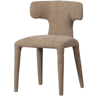 Esszimmerstuhl Permit aus Webstoff, Retro Chic Stil, sandfarben, weich