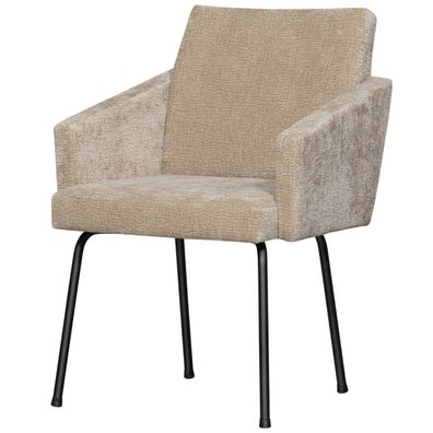 Esszimmerstuhl Mount aus Chenille-Stoff, Retro Chic Design, Sand, mit schwarzem