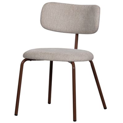 Esszimmerstuhl Travis aus Webstoff, modern gepolstert, wollweiß, Metallgestell