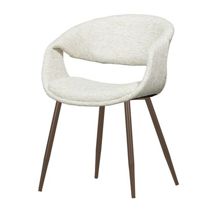 Esszimmerstuhl Yossi aus Webstoff, modern und gepolstert, Natur/Kupfer,