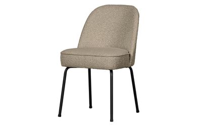 Esszimmerstuhl Vogue aus Bouclé-Stoff, modern gepolstert, beige, schwarzes