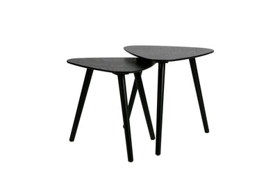 Beistelltisch Nila 2er-Set aus Eschenholz, modern, schwarz, dreieckig für Dein
