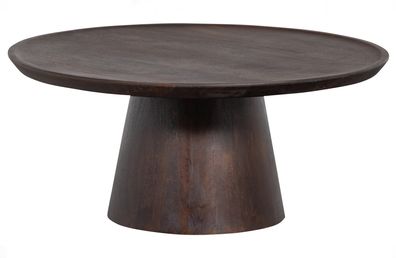 Couchtisch Coffee A Gogo aus Mangoholz, modern, rund, braun walnuss, stabiler