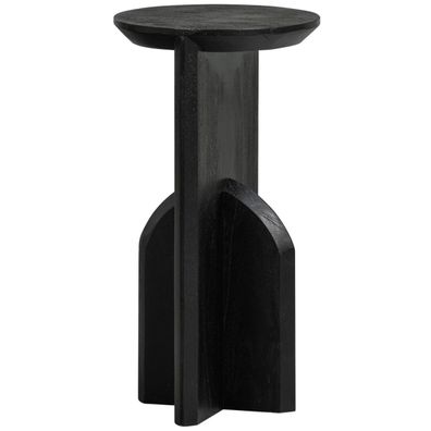 Beistelltisch Kioni aus Akazienholz, modern rundes Design, Schwarz, lackierte