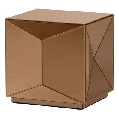 Beistelltisch Glintz - Holz & Spiegelglas Braun, 40 x 40 cm (Gr. 40x40x40 cm)