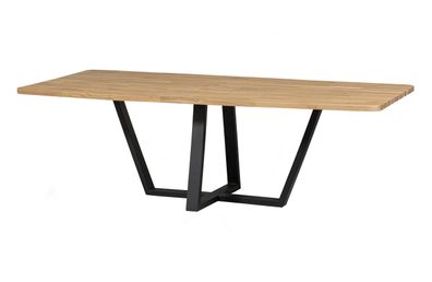 Esstisch Tablo XL aus Eichenholz, modernes D-Gestell, natur, für 6-8 Personen,