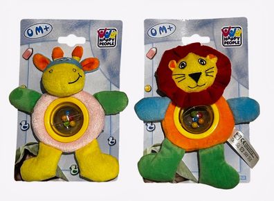 Plüschtier Rassel - Kuschlig Weich 18 cm Groß Happy People NEU