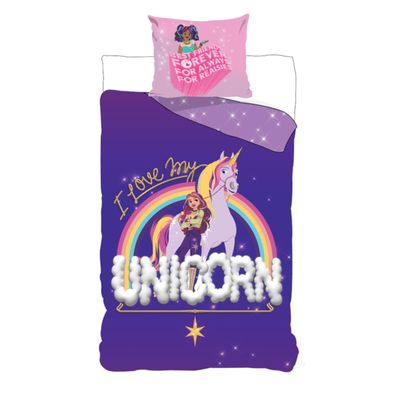 Unicorn Academy Bettbezug Set Kinder Bettwäsche Baumwolle 135 × 200 cm Kissenbezug