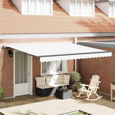 vidaXL Ausziehbare Markise Weiß 400 x 300 cm Stoff und Aluminium