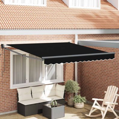 vidaXL Markise Schwarz 350 x 250 cm Polyester und Metall