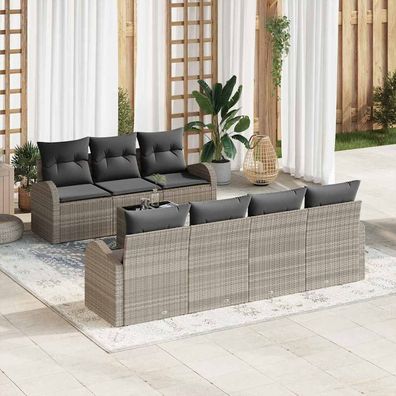 vidaXL Gartensofa-set Hellgrau 55 x 55 x 37 cm Poly-Rattan