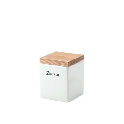 Continenta Boîte à provisions carrée, 800 ml, avec couvercle en bois et anneau en sil