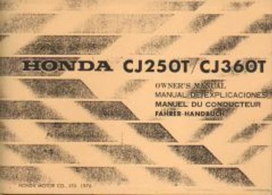 Bedienungsanleitung Honda CJ 250T - CJ 360T, Motorrad, Oldtimer