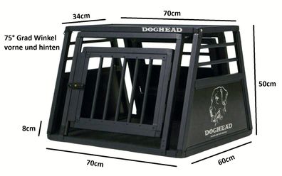 Doghead - Hundetransportbox Alu 70x60x50 PRO - Neu - Hundebox Hundekäfig Transportbox