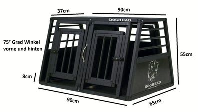 Doghead - Hundetransportbox Alu 90x65x55 PRO - Neu - Hundebox Hundekäfig Transportbox