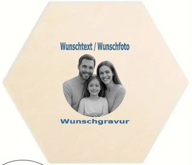 Holzuntersetzer 6 Eckig mit Wunschgravur