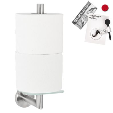 bremermann Bad-Serie PIAZZA - Toilettenpapierhalter mit Glasboden inkl. Klebeset, aus