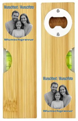 Flaschenöffner mit Wasserwaage und Wunschgravur