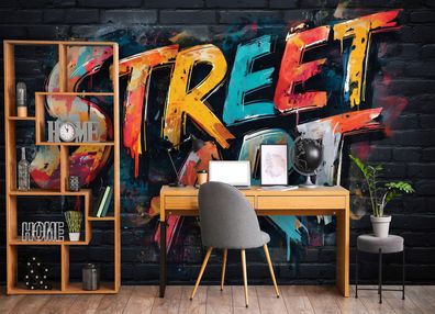 Vlies Fototapete Kinderzimmer Graffiti Bunt Ziegel TAPETE XXL Mädchen Jungen