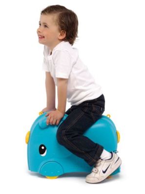 3-in-1 Kinderkoffer blau zum Reisen, Aufsitzkoffer Handgepäck : blau