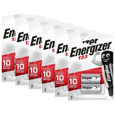 6x Energizer CR123 CR 123 CR17345 CR123A Lithium Photo Batterie 3V 2er Blister