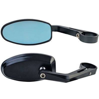 CNC Lenkerendenspiegel Paar Schwarz Motorrad Spiegel 22mm Cafe Racer Custom