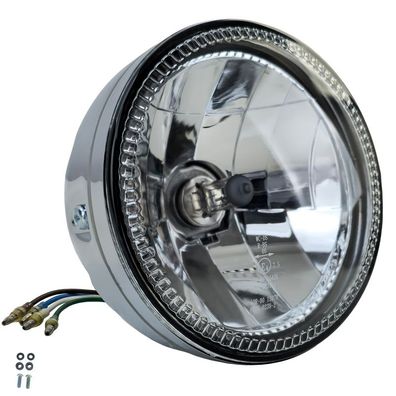 Syline Scheinwerfer 5 3/4 Zoll Chrom LED-Ring E-geprüft Universal Motorrad H4