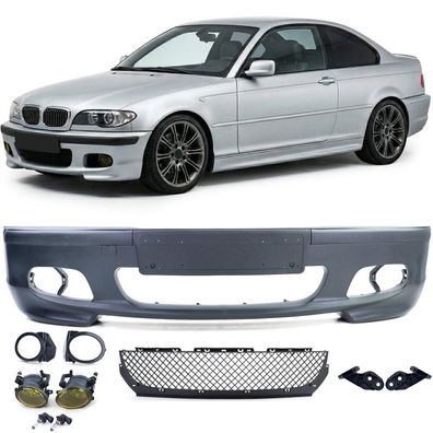 Sport Front Stoßstange + ABE + Nebelscheinwerfer Gelb für BMW E46 Limo Tour LCI