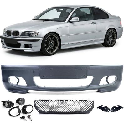 Sport Front Stoßstange + ABE + Nebelscheinwerfer Klar für BMW E46 Limo Tour LCI