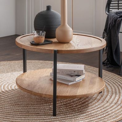 Couchtisch 60cm 'Lissabon' Wildeiche Stahl schwarz