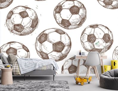 Vlies Fototapete Kinderzimmer Ball Weiß Braun TAPETE XXL Mädchen Jungen