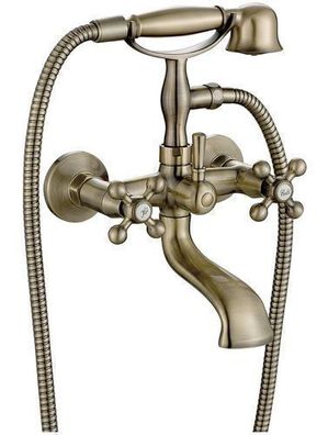 Komplette Set Badewannenarmatur Wasserhahn STILO Wannenarmatur in Antik Messing