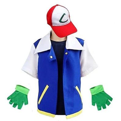 Ash Ketchum Cosplay Kostém Pokemon Trainer Jacke Set Halloween Outfit
