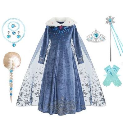 Elsa Prinzessin Cosplay Kleid Mädchen Winter Frozen Halloween Outfit