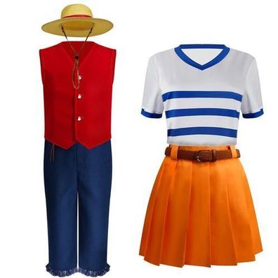 Luffy Cosplay Kostém One Piece Anime Set Kinder Halloween Outfit