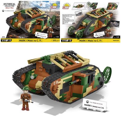 COBI 2993 Historical Collection Mark I Male no C.19 Panzer Klemmbaustein Set