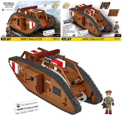 COBI 2995 Historical Collection Mark V (Male) no 9199 Panzer Klemmbaustein Set