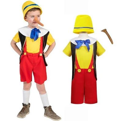 Disney Pinocchio Cosplay Kostüm Kinder Jumpsuit Halloween Karneval Outfit Set
